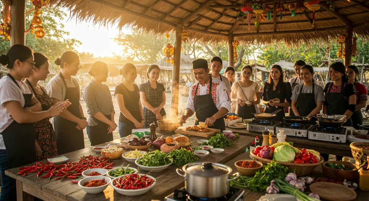 Cooking workshop with local chef teaching traditional festival food preparation