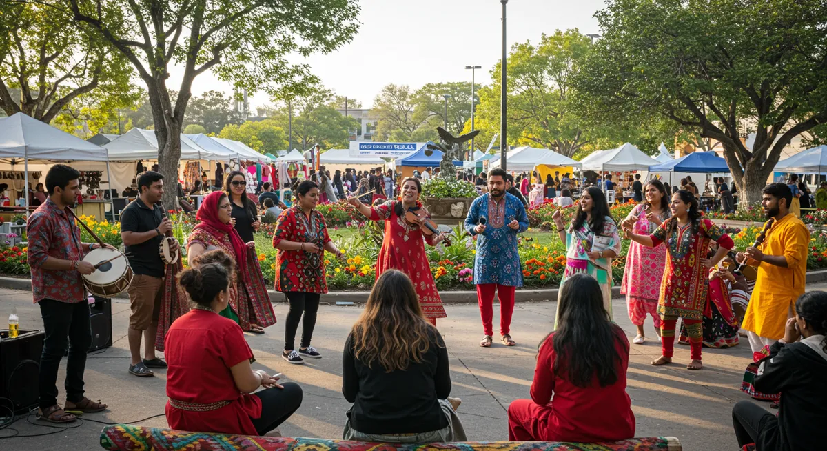 Music and dance workshop with local performers teaching traditional arts