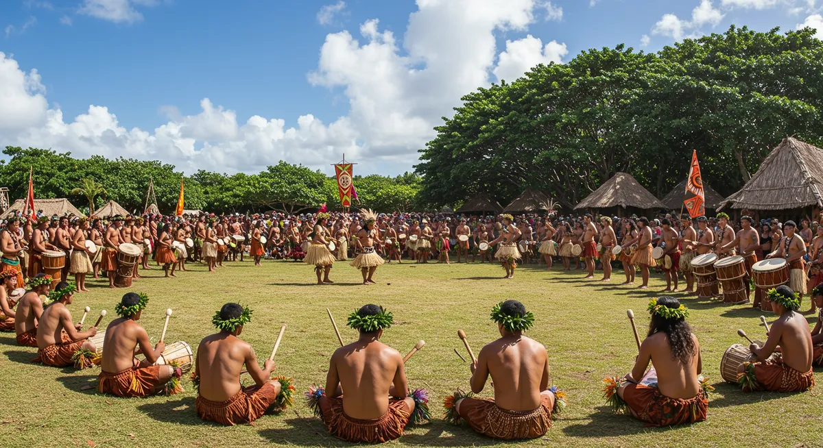 Pacific Island cultural ceremony with traditional performances