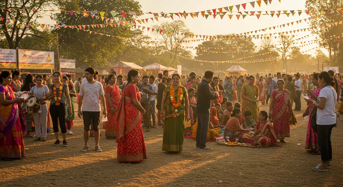 Travelers respectfully observing and participating in a local cultural celebration