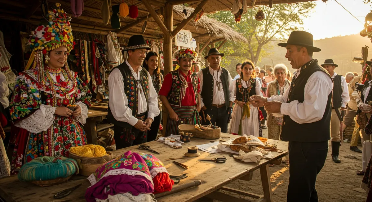 Traditional costume workshop with local artisan teaching visitors about cultural garments